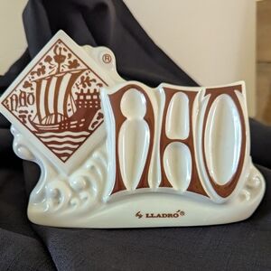 Vintage NAO by Lladro Porcelain Display Logo Dealer Sign Advertising Plaque